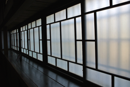 Frosted grass with wooden lattice flame.