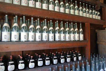 Bottles are beautifully displayed.