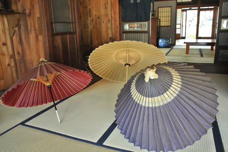 Old-style Japanese umbrellas. Made by oil paper.